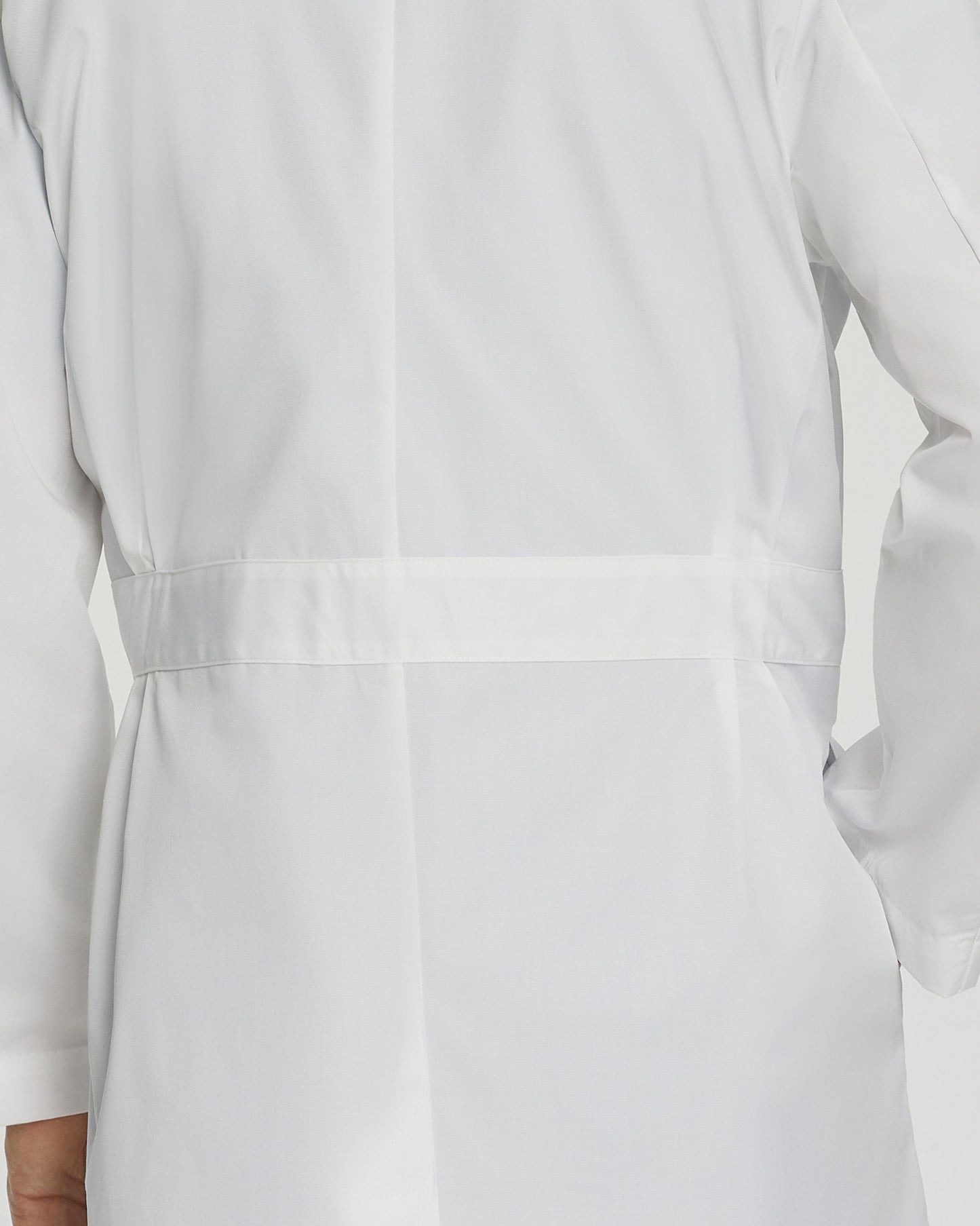 5-Pocket Full-Length White Coat | White Cotton Twill
