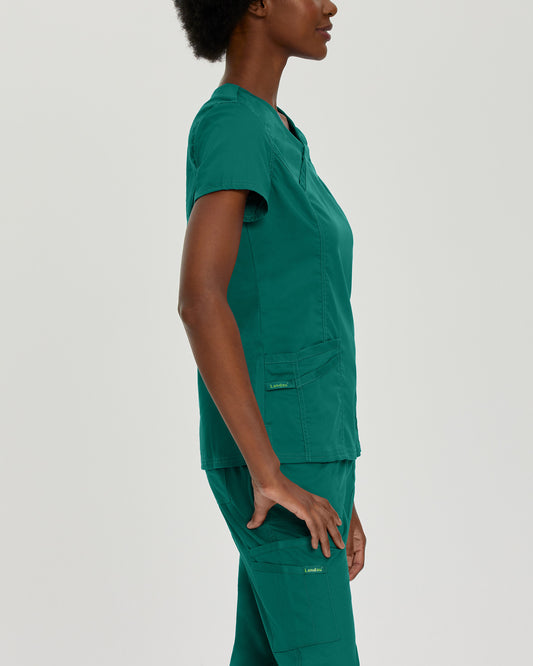 ProFlex 3-Pocket Mock Wrap Neck Top | Hunter