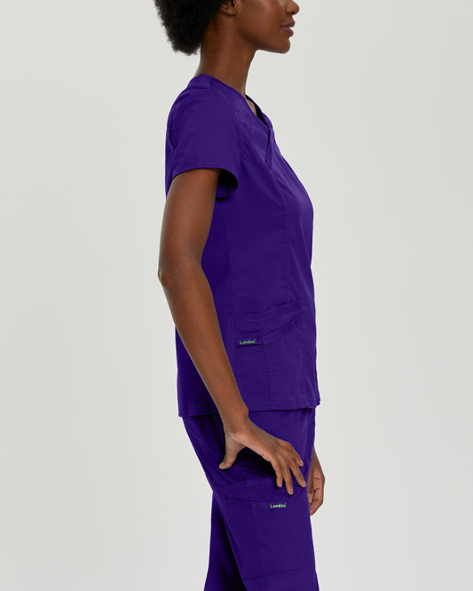 ProFlex 3-Pocket Mock Wrap Neck Top | Grape