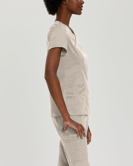 ProFlex 3-Pocket Mock Wrap Neck Top | Sandstone