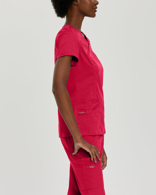 ProFlex 3-Pocket Mock Wrap Neck Top | True Red