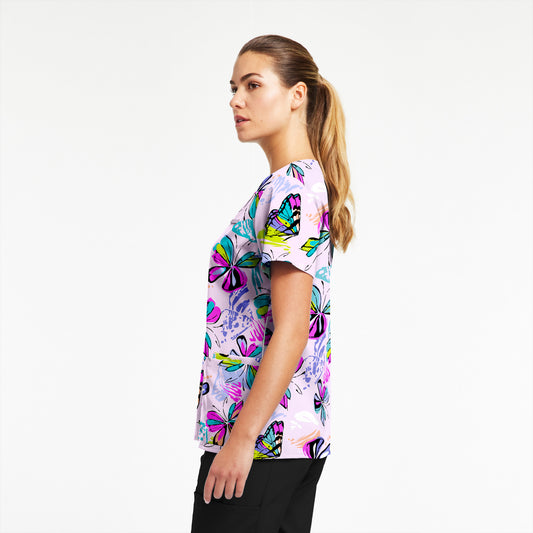 3-Pocket V-Neck Top | Butterfly Delight