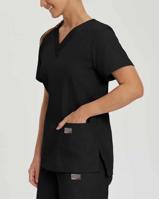 Scrub Zone 3-Pocket V-Neck Top | Black