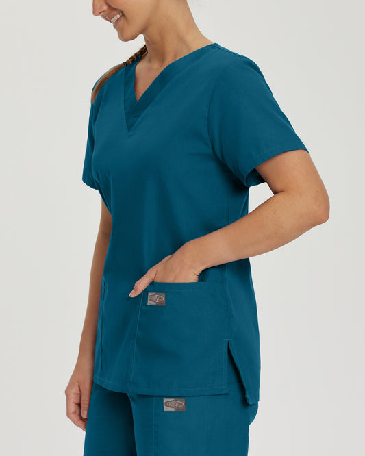 Scrub Zone 3-Pocket V-Neck Top | Caribbean