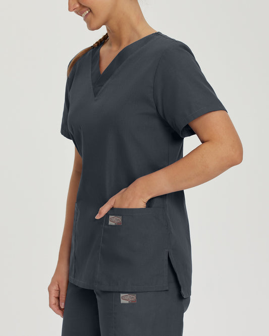 Scrub Zone 3-Pocket V-Neck Top | Graphite