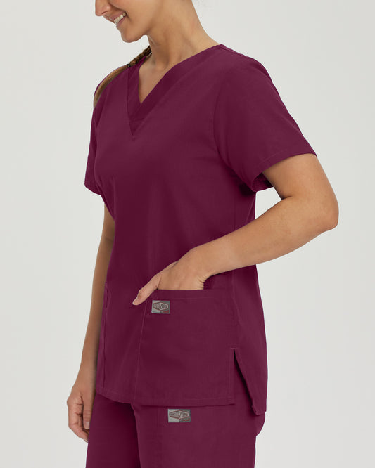 Scrub Zone 3-Pocket V-Neck Top | Wine