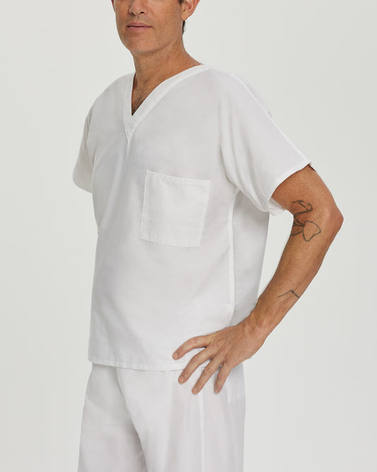 Essentials Reversible 1-Pocket V-Neck Top | White