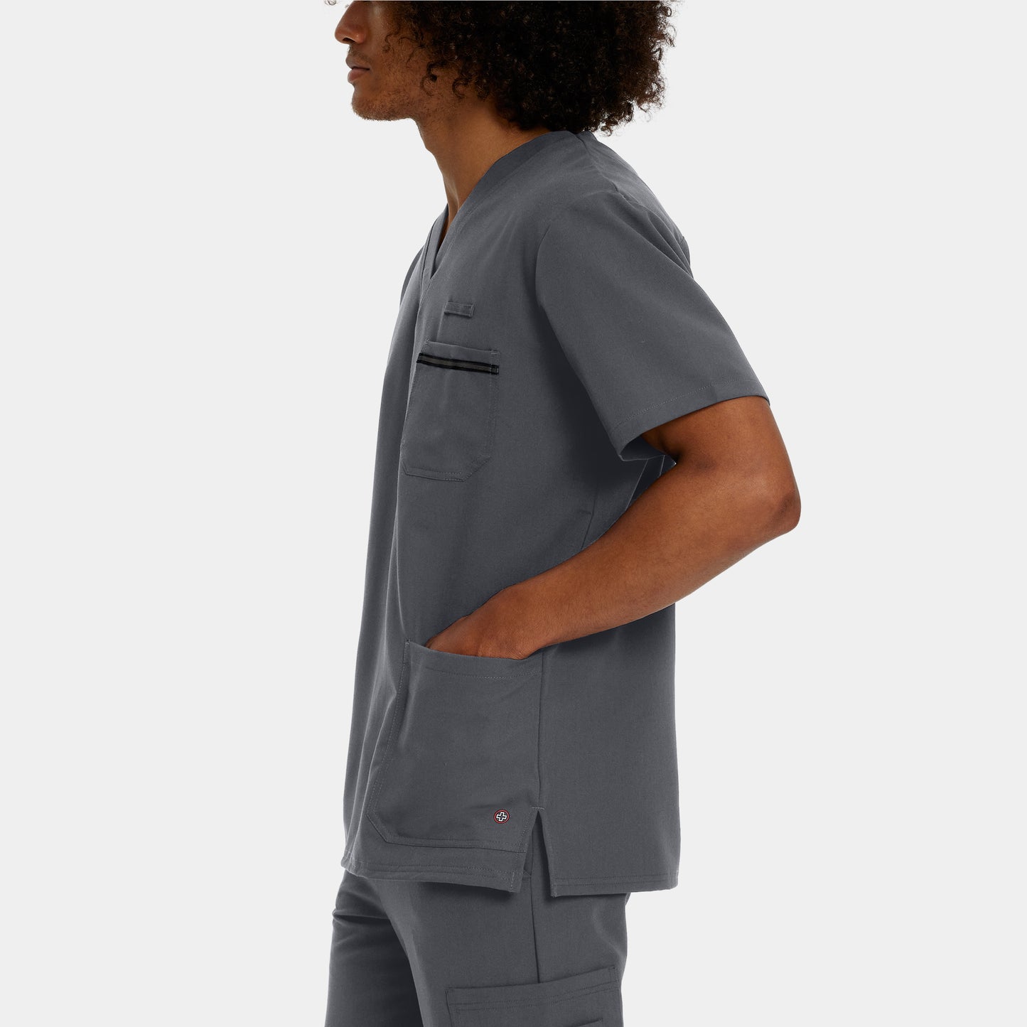 V-Tess 3-Pocket V-Neck Top | Dark Pewter