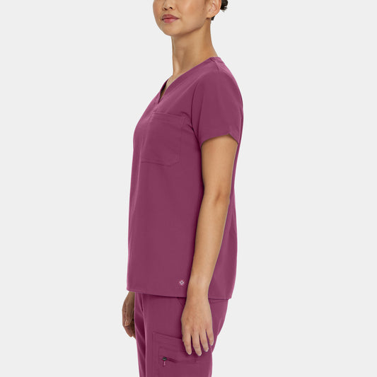 V-Tess 1-Pocket V-Neck Top | Raspberry Coulis