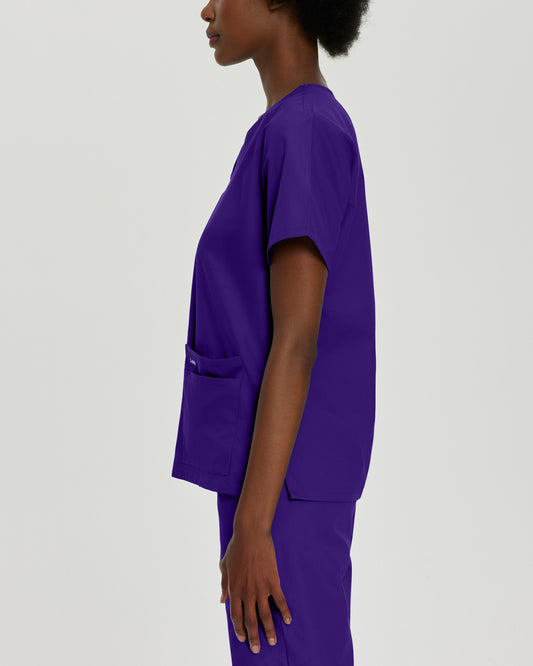Essentials 4-Pocket V-Neck Top | Grape
