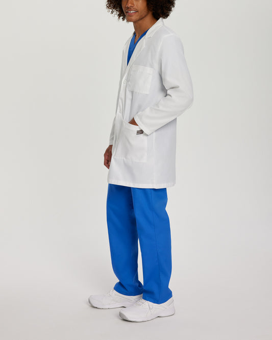 Scrub Zone 3-Pocket Mid-Length White Coat | White