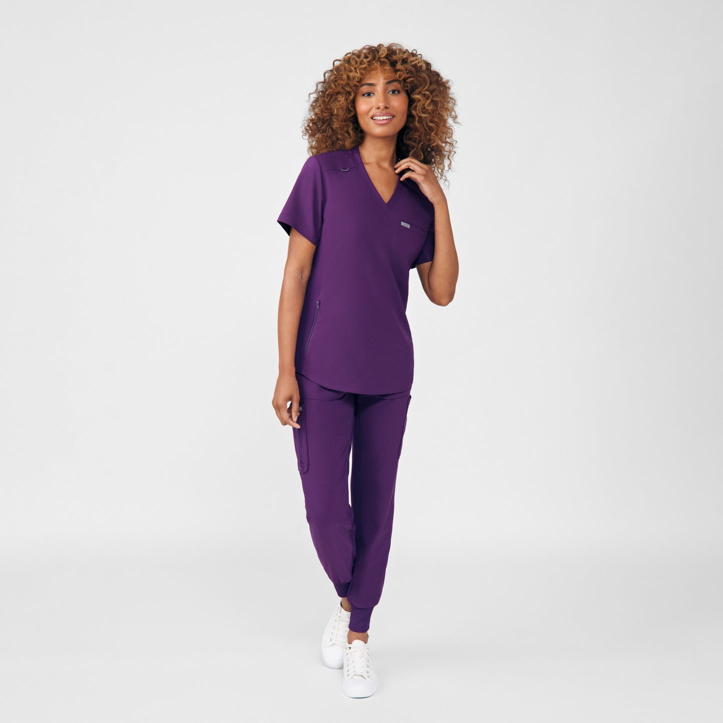 Forward 2-Pocket V-Neck Top | Eggplant