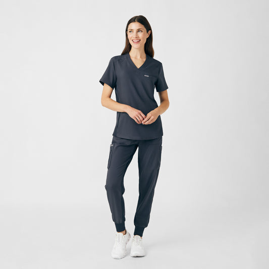 Forward 2-Pocket V-Neck Top | Pewter