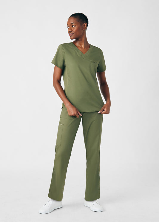 ProFlex 2-Pocket V-Neck Top | Olive Moss