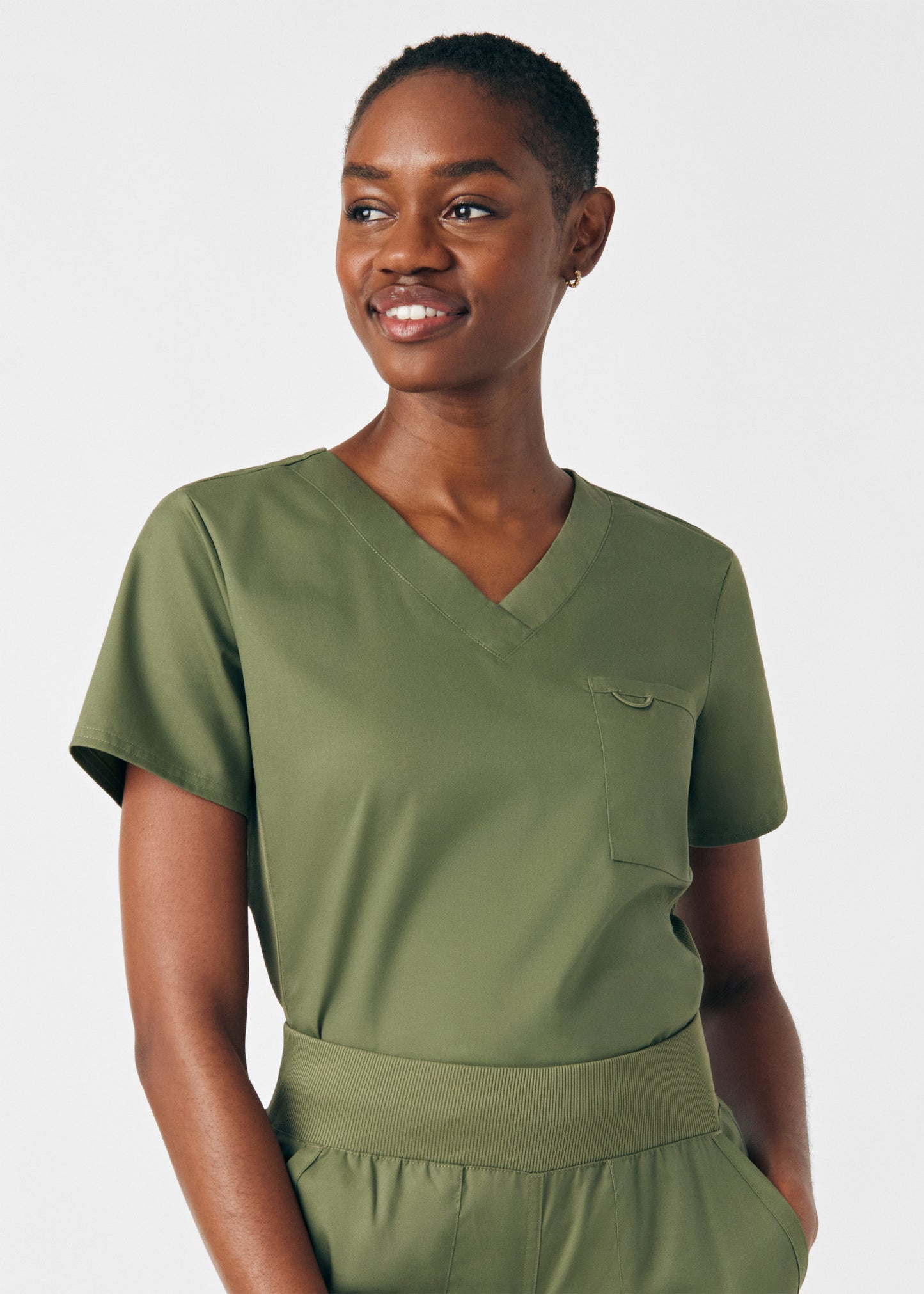 ProFlex 2-Pocket V-Neck Top | Olive Moss