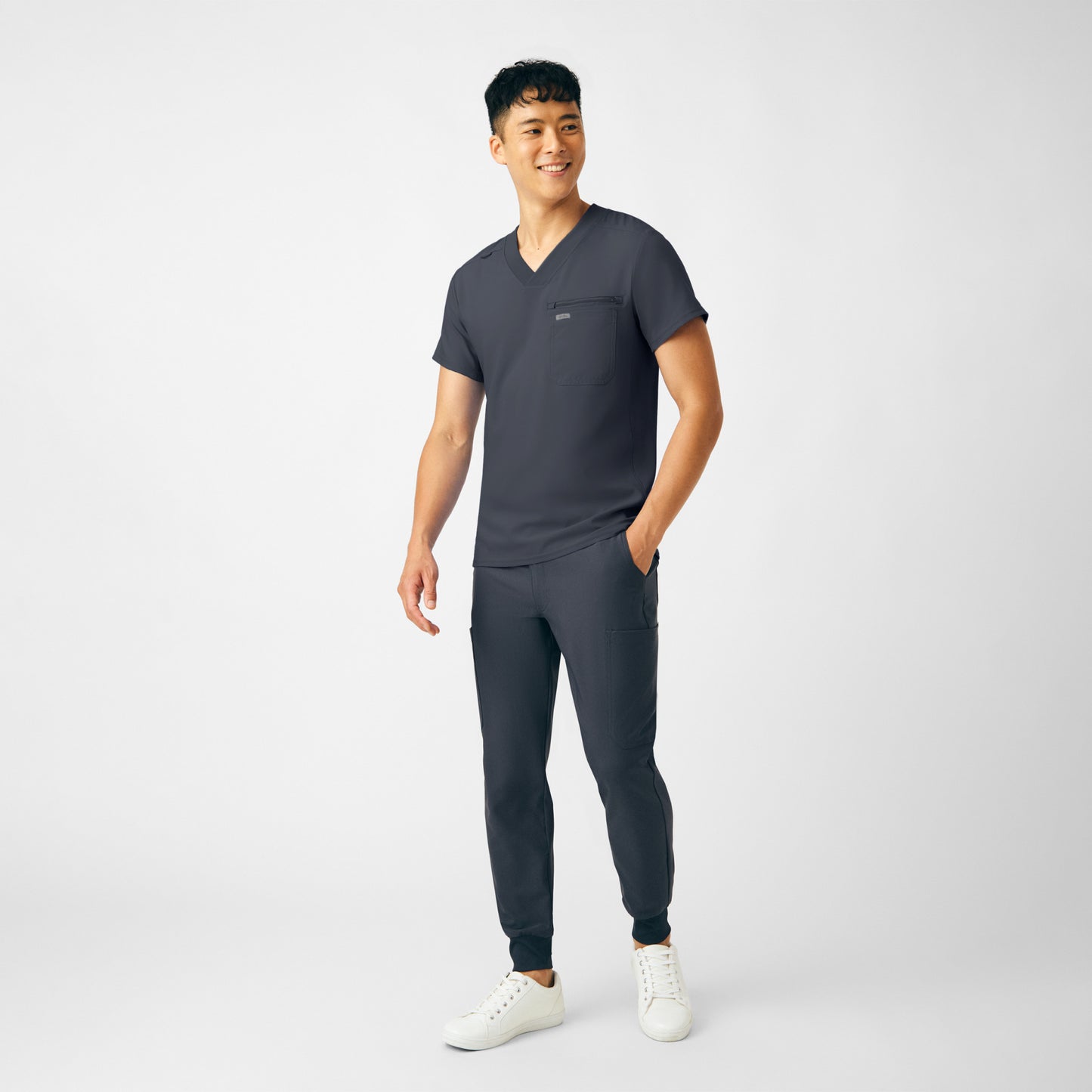 Forward 2-Pocket V-Neck Top | Pewter