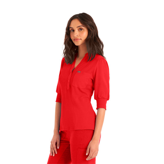 Forward 3-Pocket Y-Neck Top | Red
