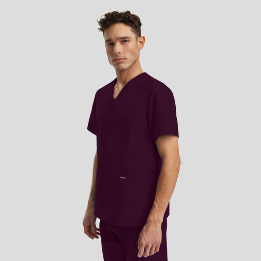 Essentials 3-Pocket V-Neck Top | Wine