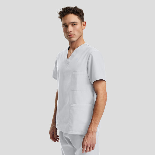 Essentials 3-Pocket V-Neck Top | White