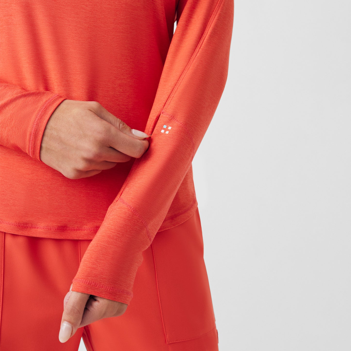 VIBE 1-Pocket Long-Sleeve Tee | Heather Coral Sunset