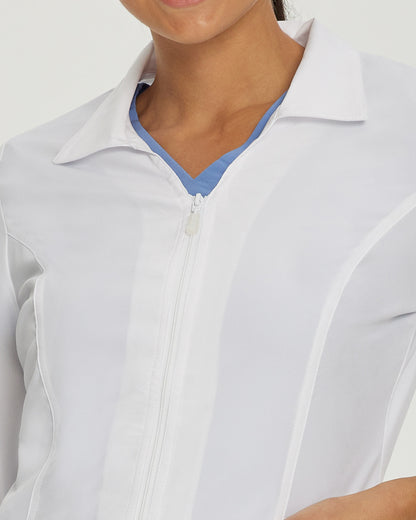 FIT 3-Pocket Mid-Length White Coat  | Black