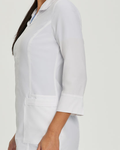 FIT 3-Pocket Mid-Length White Coat  | Black