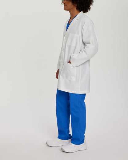 3-Pocket Mid-Length White Coat  | White