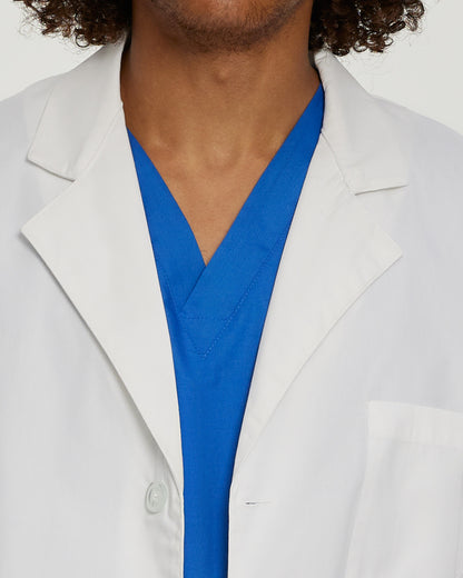 3-Pocket Mid-Length White Coat  | White