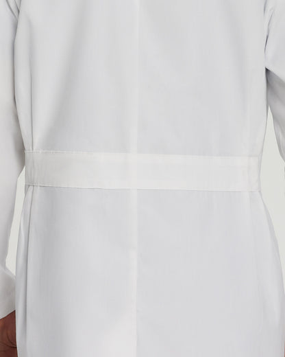3-Pocket Mid-Length White Coat  | White