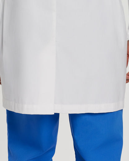 3-Pocket Mid-Length White Coat  | White