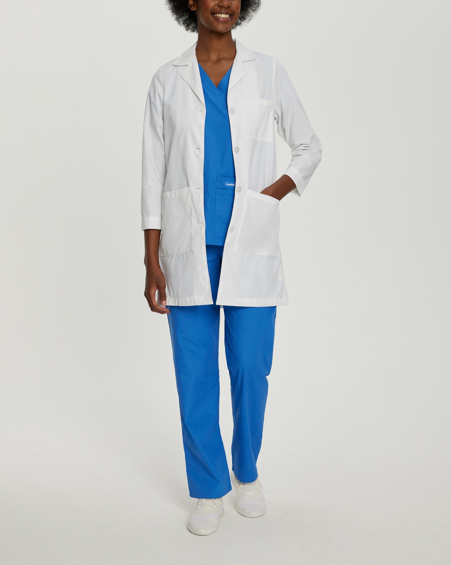 3-Pocket Full-Length White Coat  | White