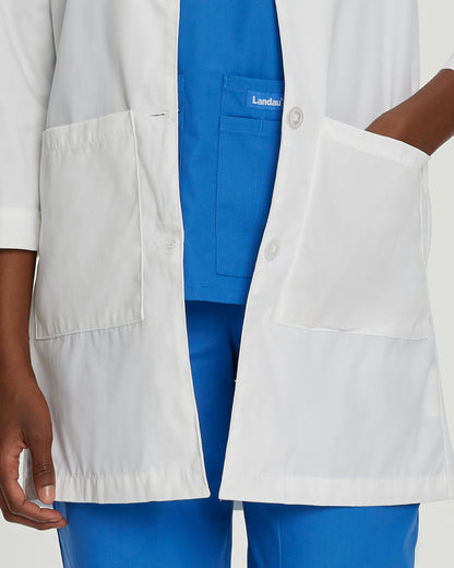 3-Pocket Full-Length White Coat  | White