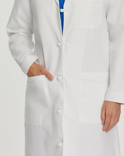 3-Pocket Full-Length White Coat  | White