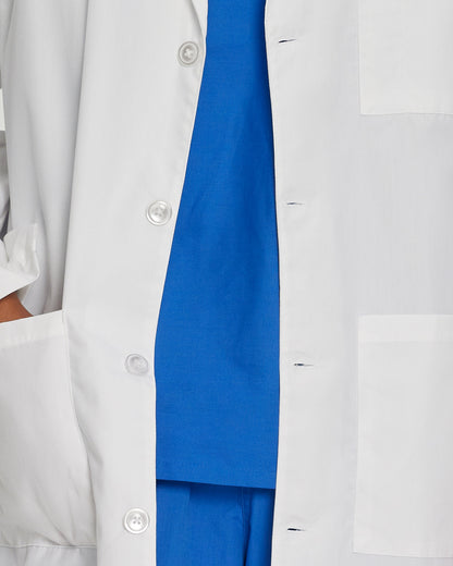 3-Pocket Full-Length White Coat  | White