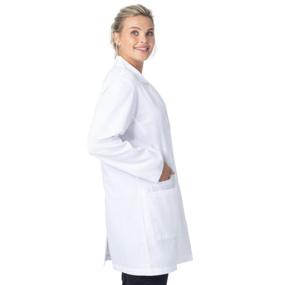 3-Pocket Mid-Length White Coat  | White Sanded