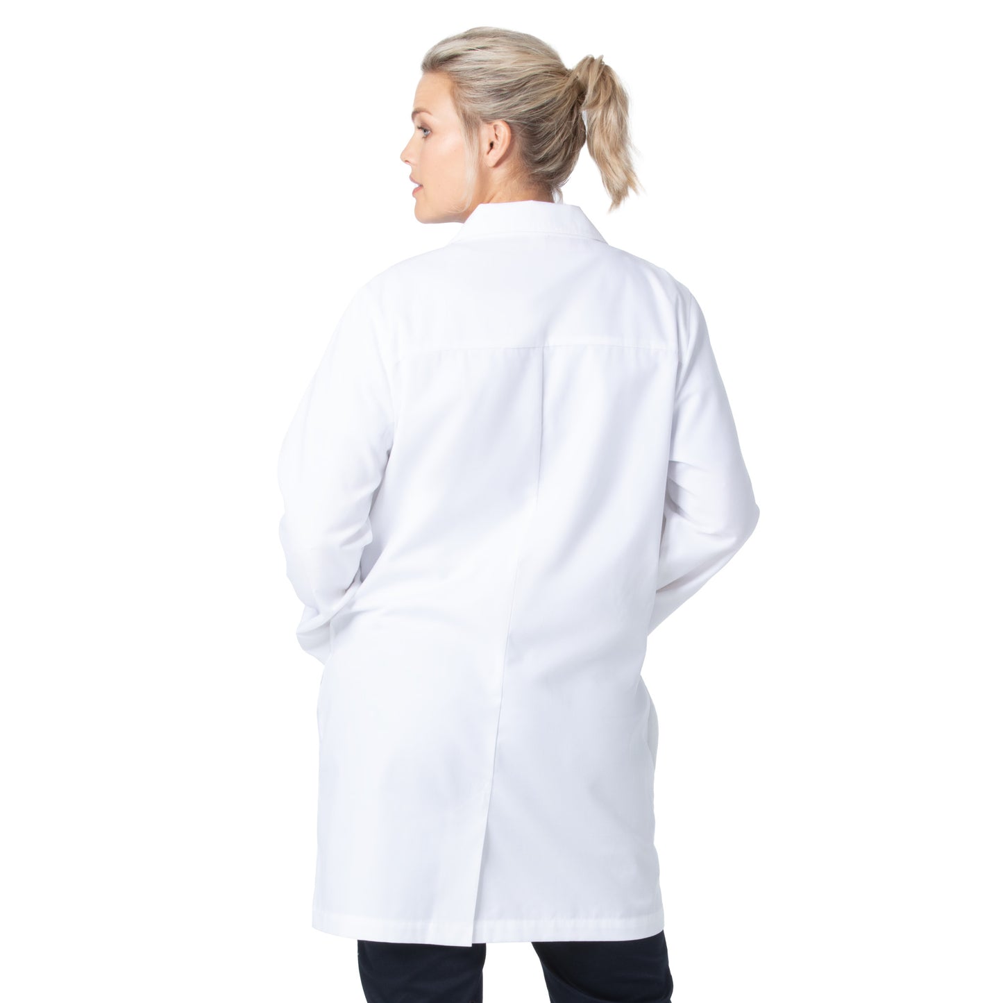 3-Pocket Mid-Length White Coat  | White Sanded