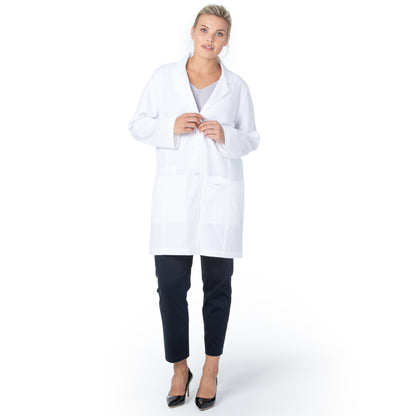 3-Pocket Mid-Length White Coat  | White Sanded