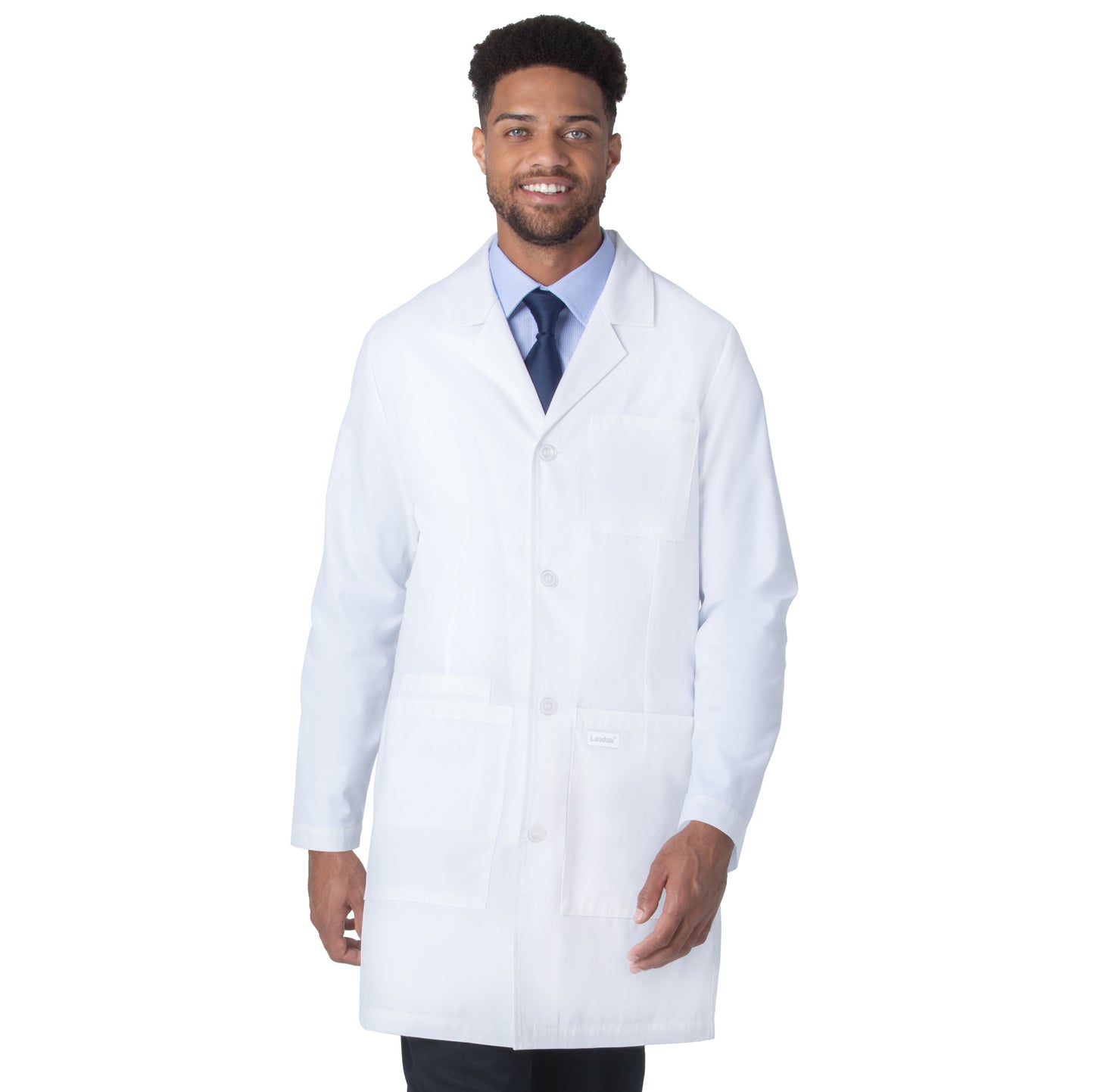 4-Pocket Mid-Length White Coat  | White Sanded