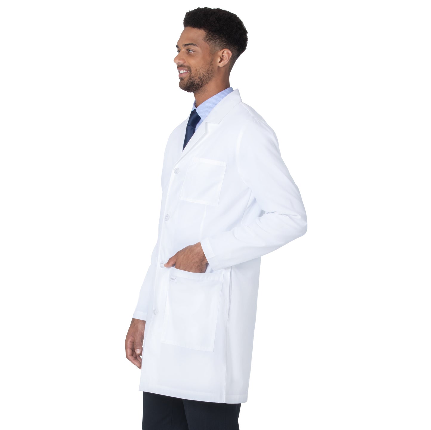 4-Pocket Mid-Length White Coat  | White Sanded