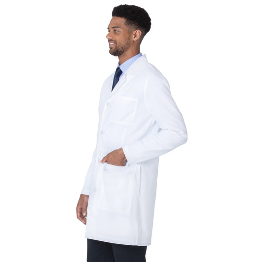 4-Pocket Mid-Length White Coat  | White Sanded