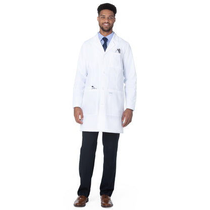 4-Pocket Mid-Length White Coat  | White Sanded