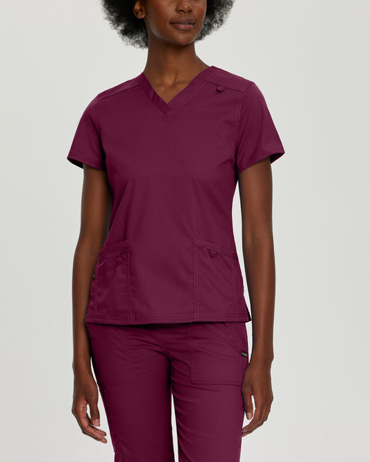 ProFlex 3-Pocket V-Neck Top  | Wine