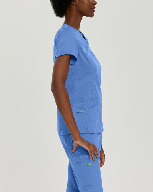 ProFlex 3-Pocket Mock Wrap Neck Top  | Ceil