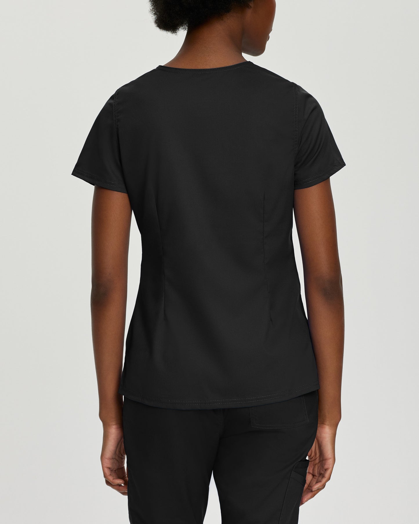 ProFlex 3-Pocket Mock Wrap Neck Top  | Black