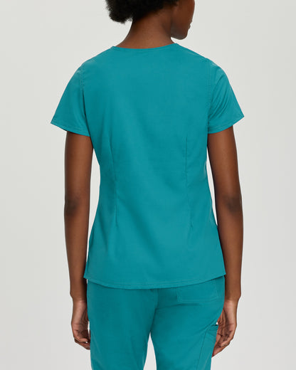 ProFlex 3-Pocket Mock Wrap Neck Top  | Teal