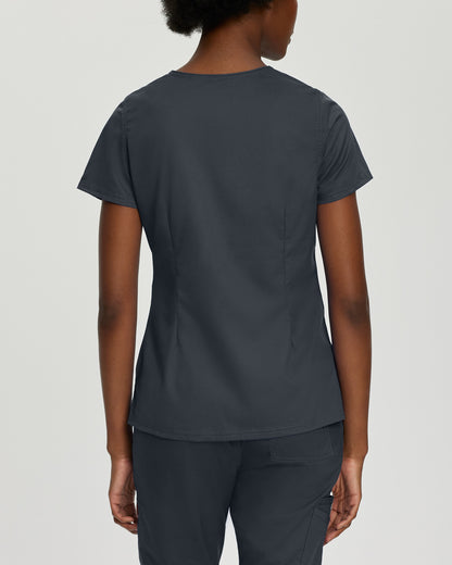 ProFlex 3-Pocket Mock Wrap Neck Top  | Graphite