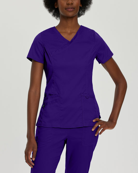 ProFlex 3-Pocket Mock Wrap Neck Top  | Grape
