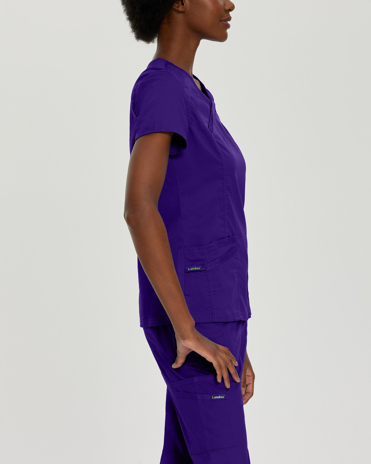 ProFlex 3-Pocket Mock Wrap Neck Top  | Grape