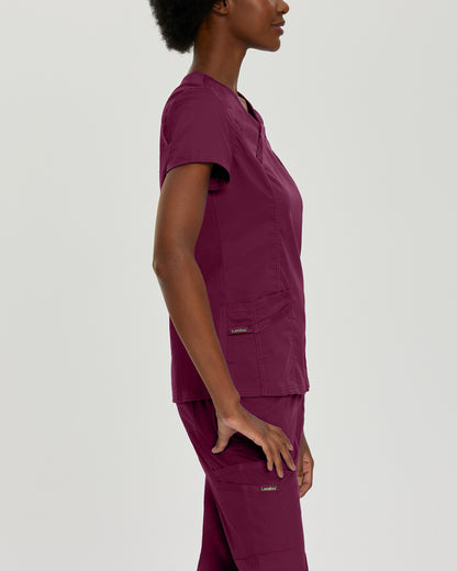 ProFlex 3-Pocket Mock Wrap Neck Top  | Wine