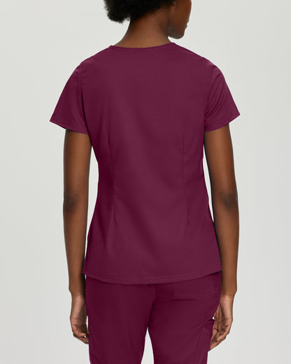 ProFlex 3-Pocket Mock Wrap Neck Top  | Wine